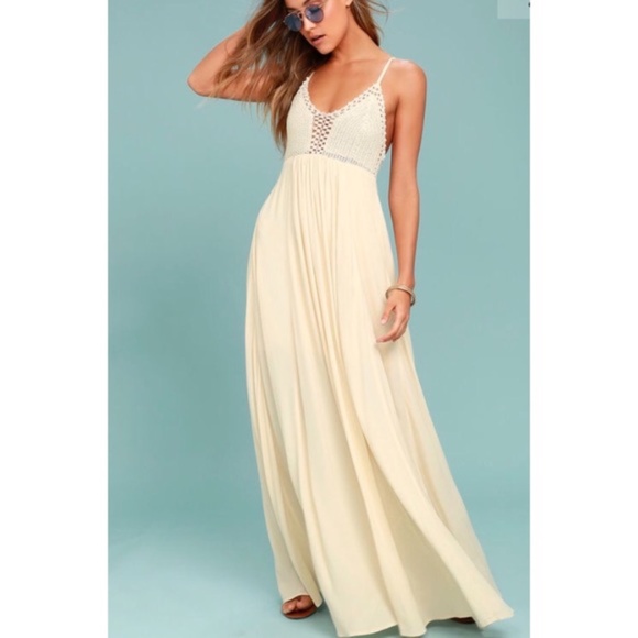 Lulu's Ivory Crochet Top Maxi Dress - Picture 5 of 8